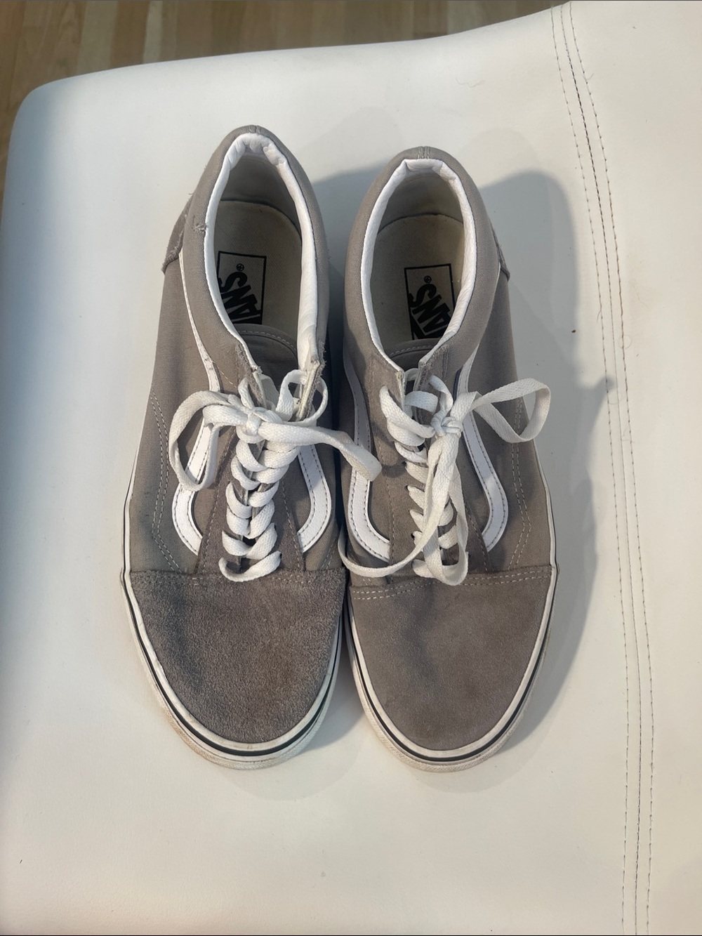 Vans Gray and White Old Skool Low Top Sneakers
